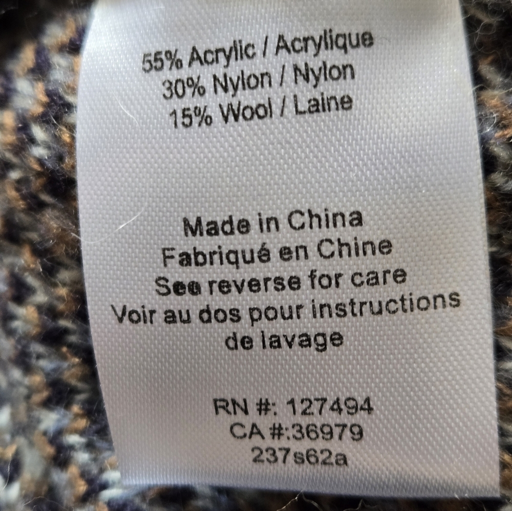 Heartloom Wool Blend Soft Cardigan - Tan and Blue. Size Small - Picture 7 of 9